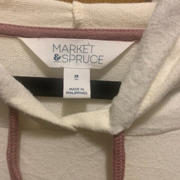 Market & Spruce Women's Hooded Long Sleeve Color Block Tunic Top 2X - Picture 2 of 3